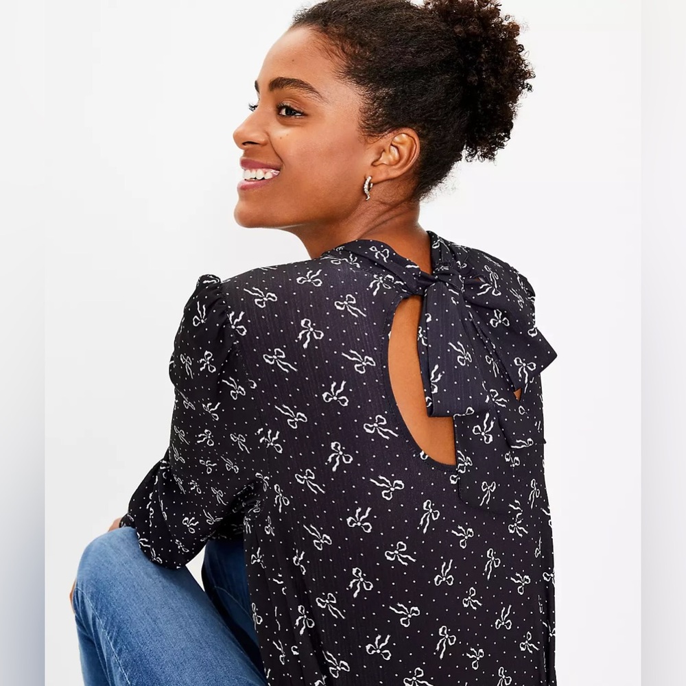LOFT petite bow tie back blouse